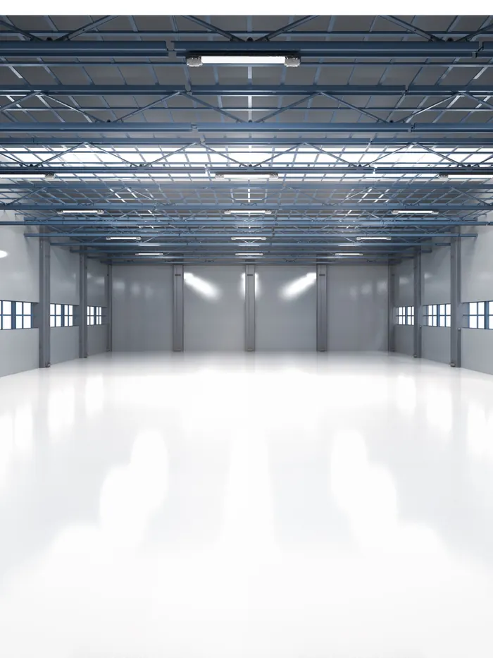 Nave industrial con piso epóxico terminado